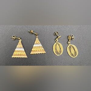 Elegant Gold and Silver Triangle Earrings set